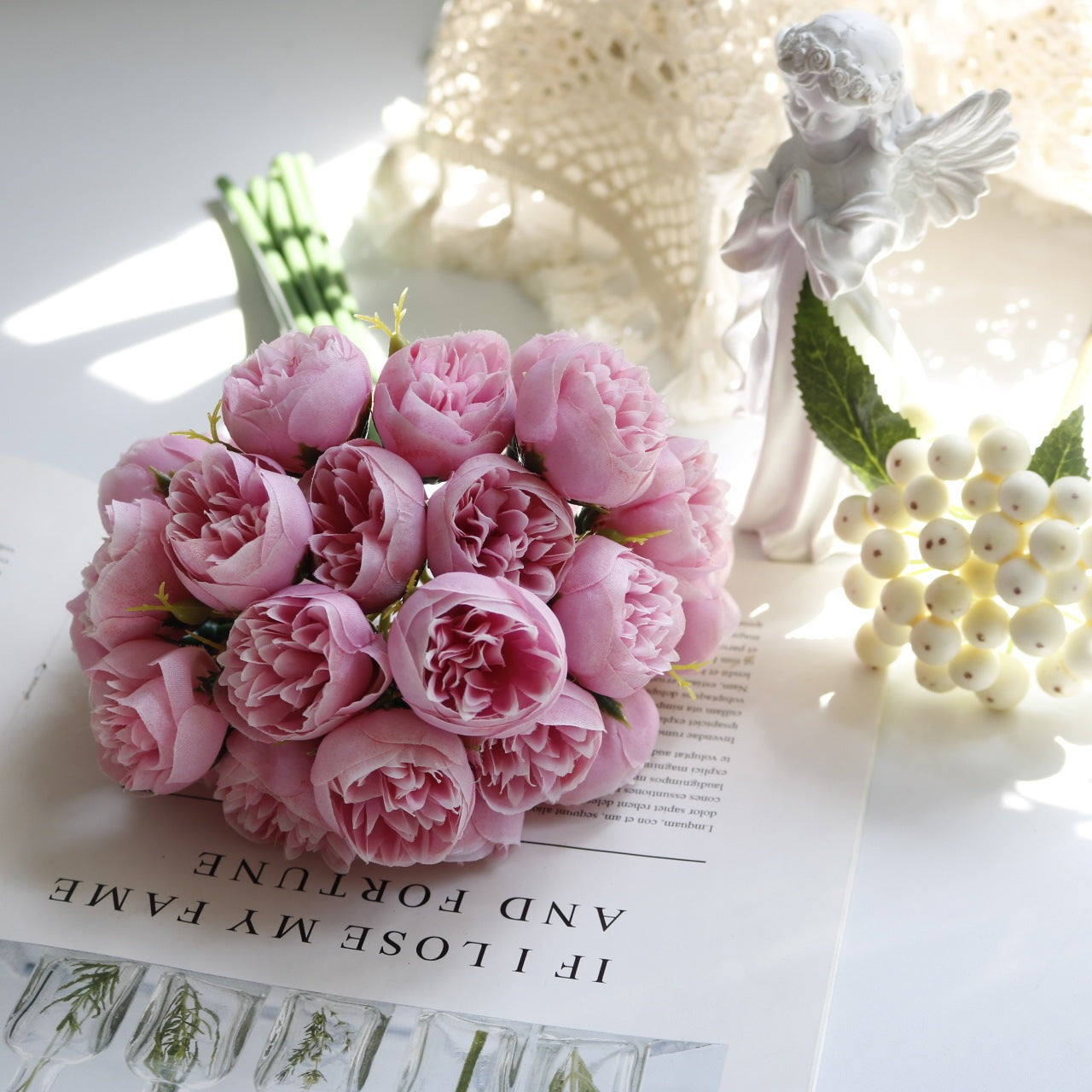 27 Head Tea Rose Bouquet Simulation Fake Flower Wedding Bouquet Home Decoration