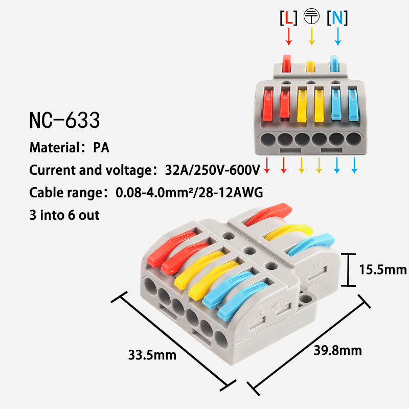 Multifunctional paralleling and branching wire connector