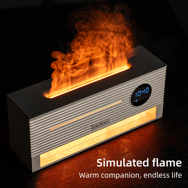 Newest Hot Sale 2 Colors Light Remote Control Clock Timing Essential Oil Salt Rock Flames Aromatherapy Humidifier Diffuser