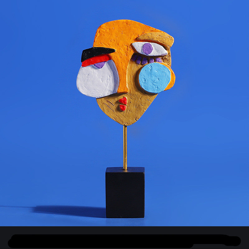 Creative Resin Ornaments Face Color European Abstract
