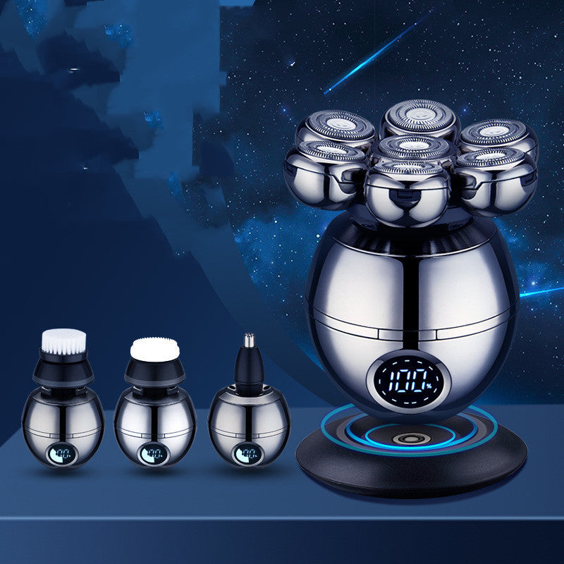 Men's Electric Shaver Floating Head USB Charging Dock LCD Waterproof Portable Nose Hair Trimmer Bald Razor Machine Shaving