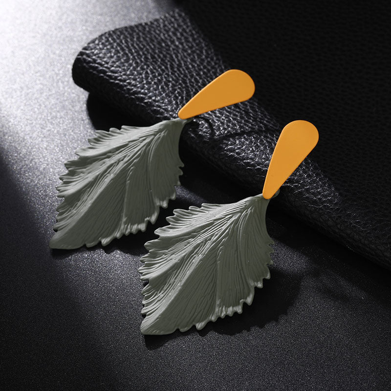European And American Personality Exaggerated Color Alloy Paint Earrings