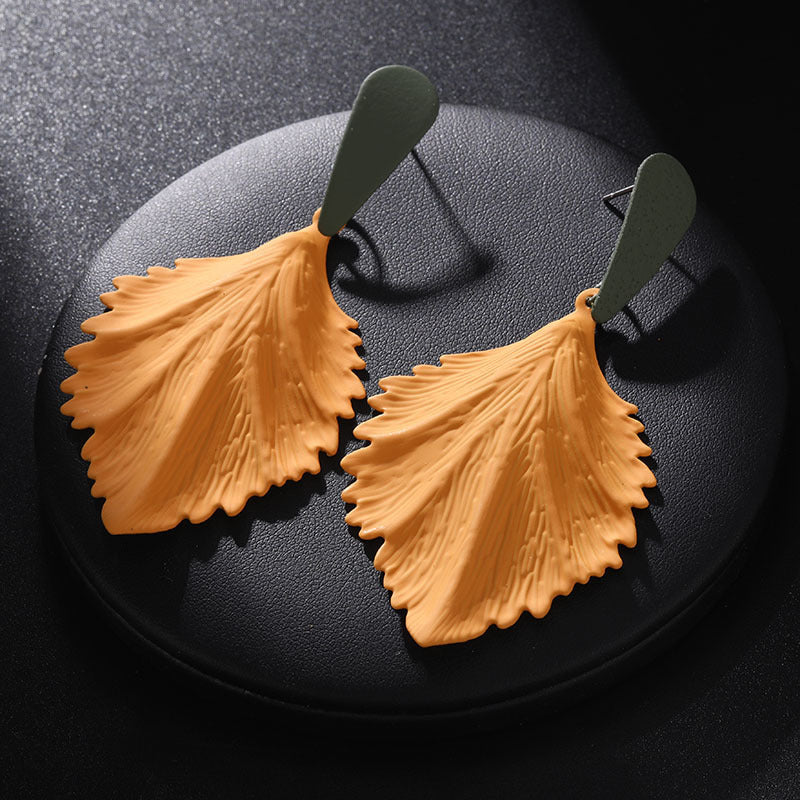 European And American Personality Exaggerated Color Alloy Paint Earrings