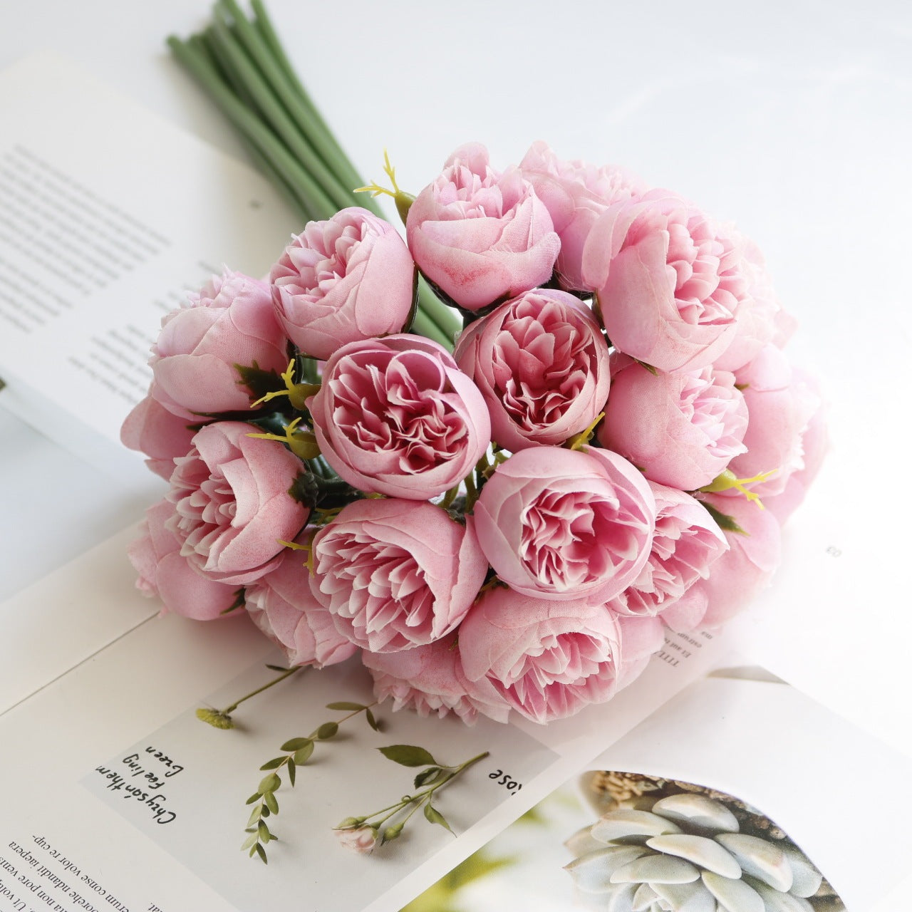 27 Head Tea Rose Bouquet Simulation Fake Flower Wedding Bouquet Home Decoration