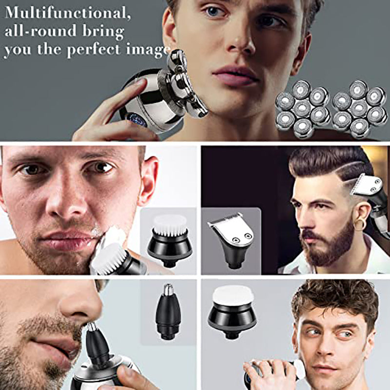 Men's Electric Shaver Floating Head USB Charging Dock LCD Waterproof Portable Nose Hair Trimmer Bald Razor Machine Shaving