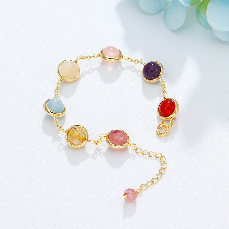 Bracelet Women's Transfer Strawberry Crystal Sea Sapphire Colorful Crystal