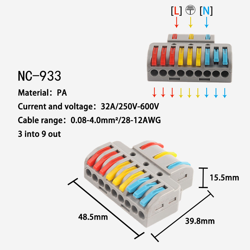 Multifunctional paralleling and branching wire connector