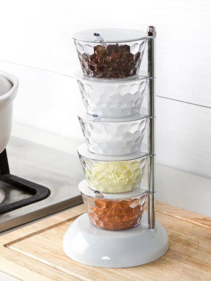 Rotatable Multi-layer Vertical Seasoning Box Jars Home Kitchen Tool Accessory Muti-layer Rotatable Space-saving