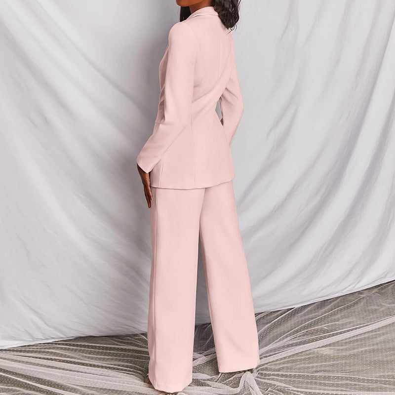 2 Piece Set Spring Elegant Solid Long Sleeve Blazer Suit And Pants For Women Autumn Classic OL Street Outfit