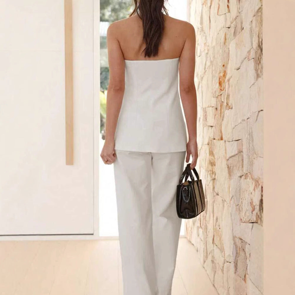Ladies' Boob Tube Top Casual Pants Suit