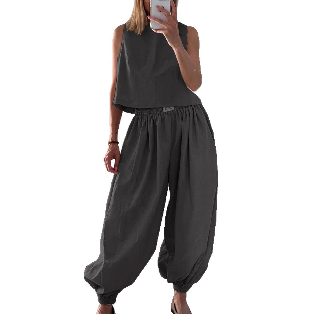 Sleeveless Top Loose Trousers Women's Suit