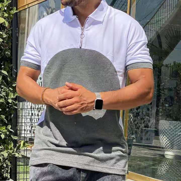 Men's Casual Patch Collar Loose Short Sleeve T-Shirt