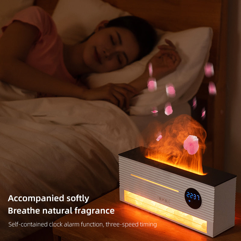 Newest Hot Sale 2 Colors Light Remote Control Clock Timing Essential Oil Salt Rock Flames Aromatherapy Humidifier Diffuser