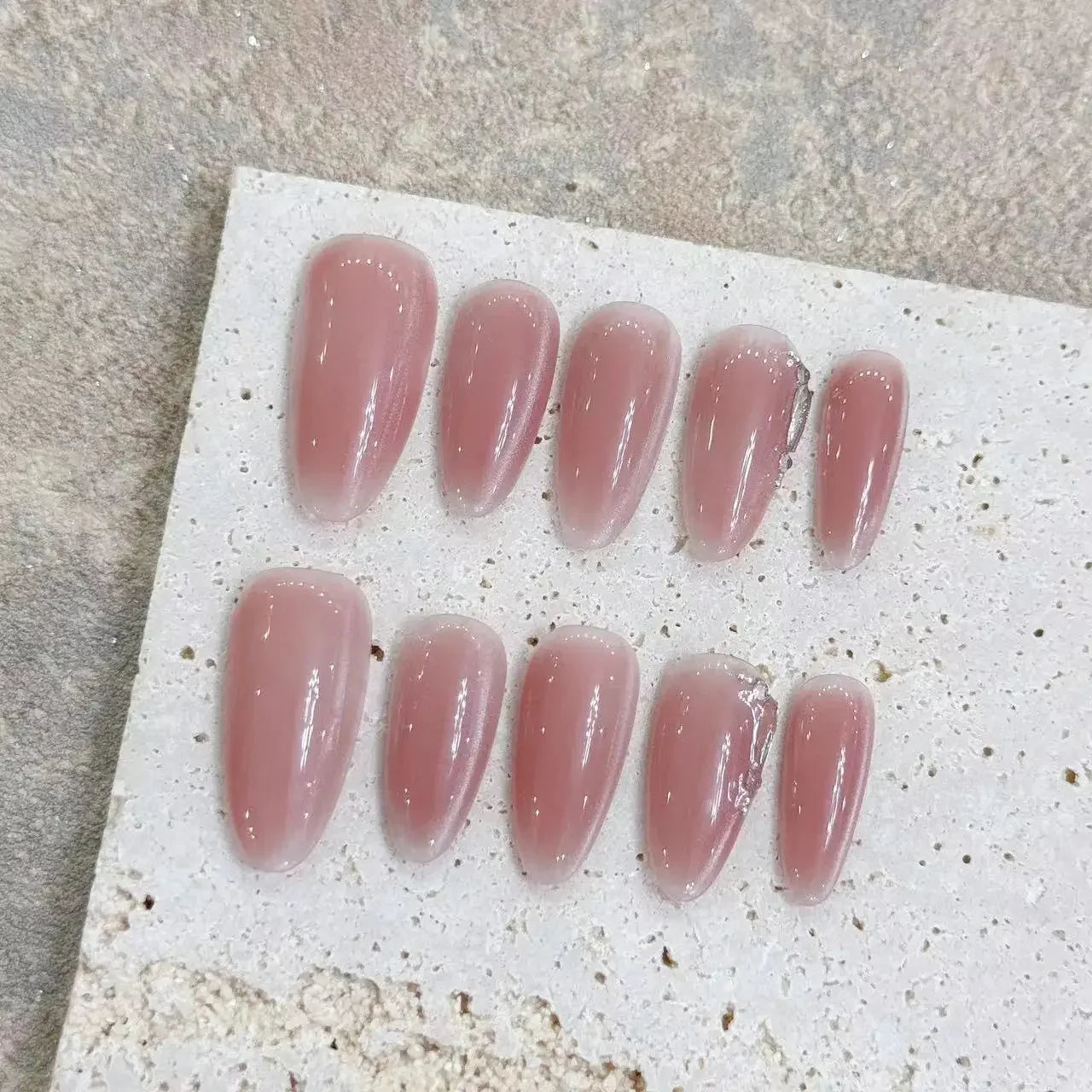 Almond Glitter Bowknot Press-On Nails