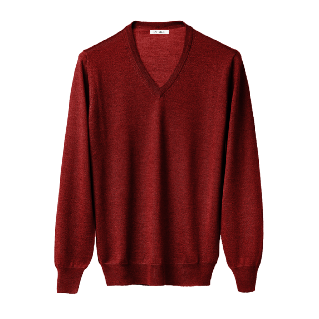 Men's V-neck sweater in Cashmere, Silk and Extrafine Merino Wool blend-7