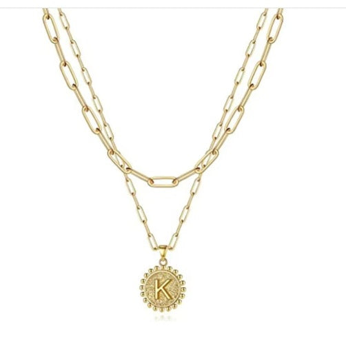 Letter Accessories Double-layer Round Zinc Alloy Necklace