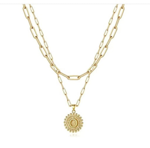 Letter Accessories Double-layer Round Zinc Alloy Necklace