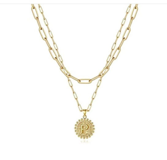 Letter Accessories Double-layer Round Zinc Alloy Necklace