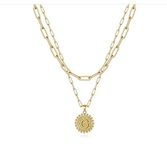 Letter Accessories Double-layer Round Zinc Alloy Necklace