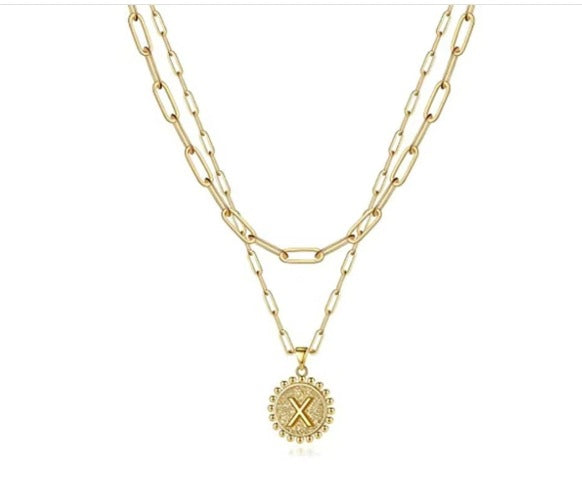 Letter Accessories Double-layer Round Zinc Alloy Necklace