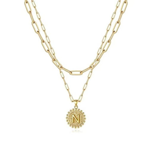 Letter Accessories Double-layer Round Zinc Alloy Necklace