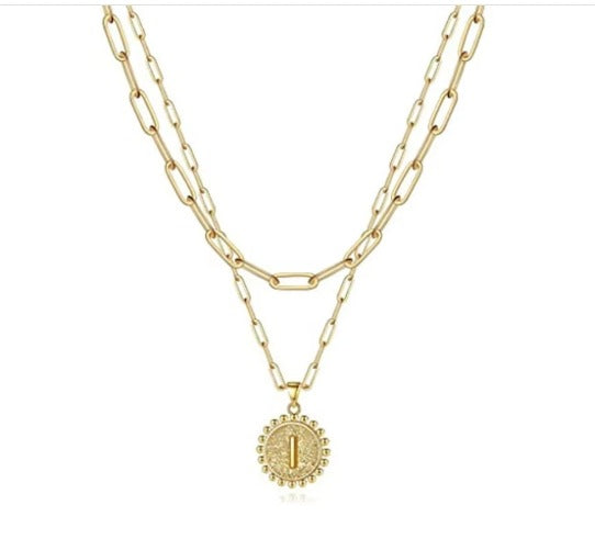 Letter Accessories Double-layer Round Zinc Alloy Necklace