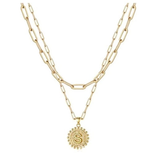 Letter Accessories Double-layer Round Zinc Alloy Necklace