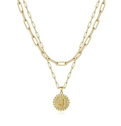 Letter Accessories Double-layer Round Zinc Alloy Necklace