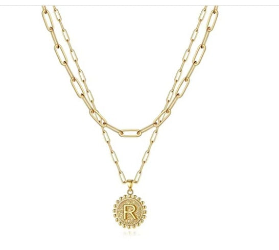 Letter Accessories Double-layer Round Zinc Alloy Necklace