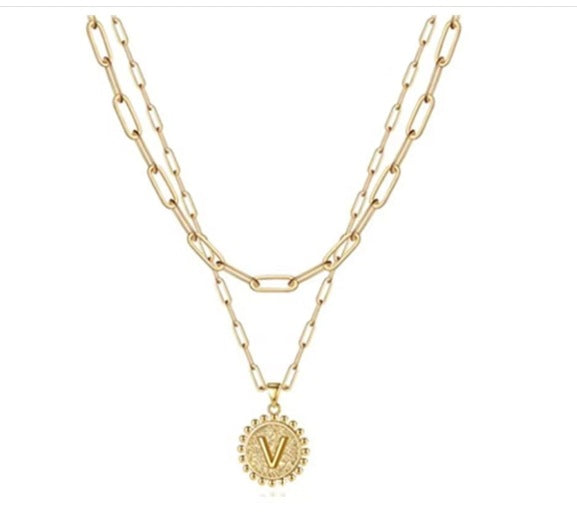 Letter Accessories Double-layer Round Zinc Alloy Necklace