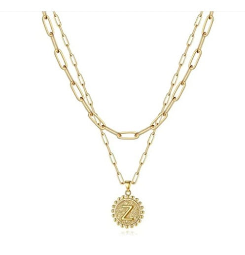 Letter Accessories Double-layer Round Zinc Alloy Necklace