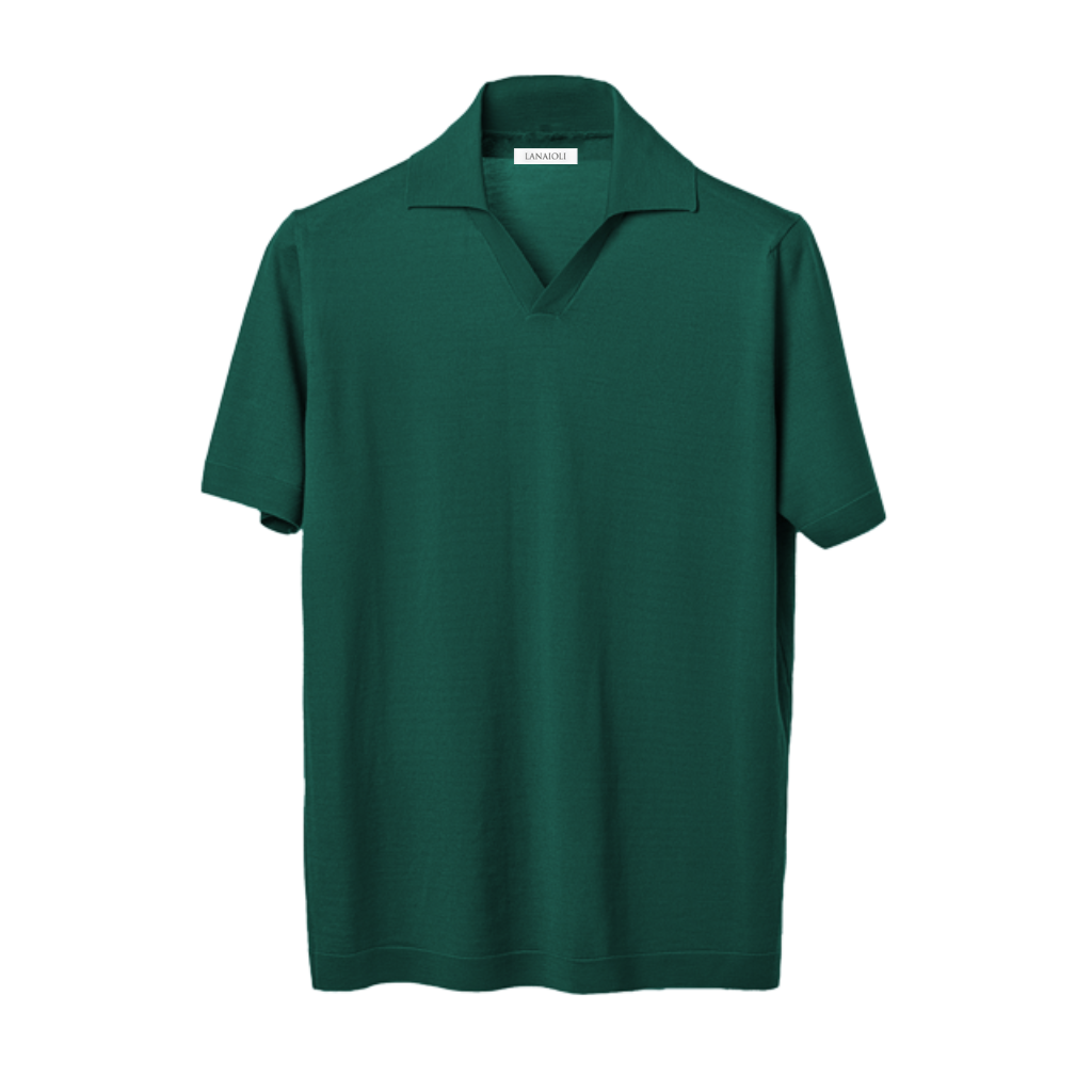 Men's Short Sleeved Polo Shirt Pure Extrafine Merino Wool-6