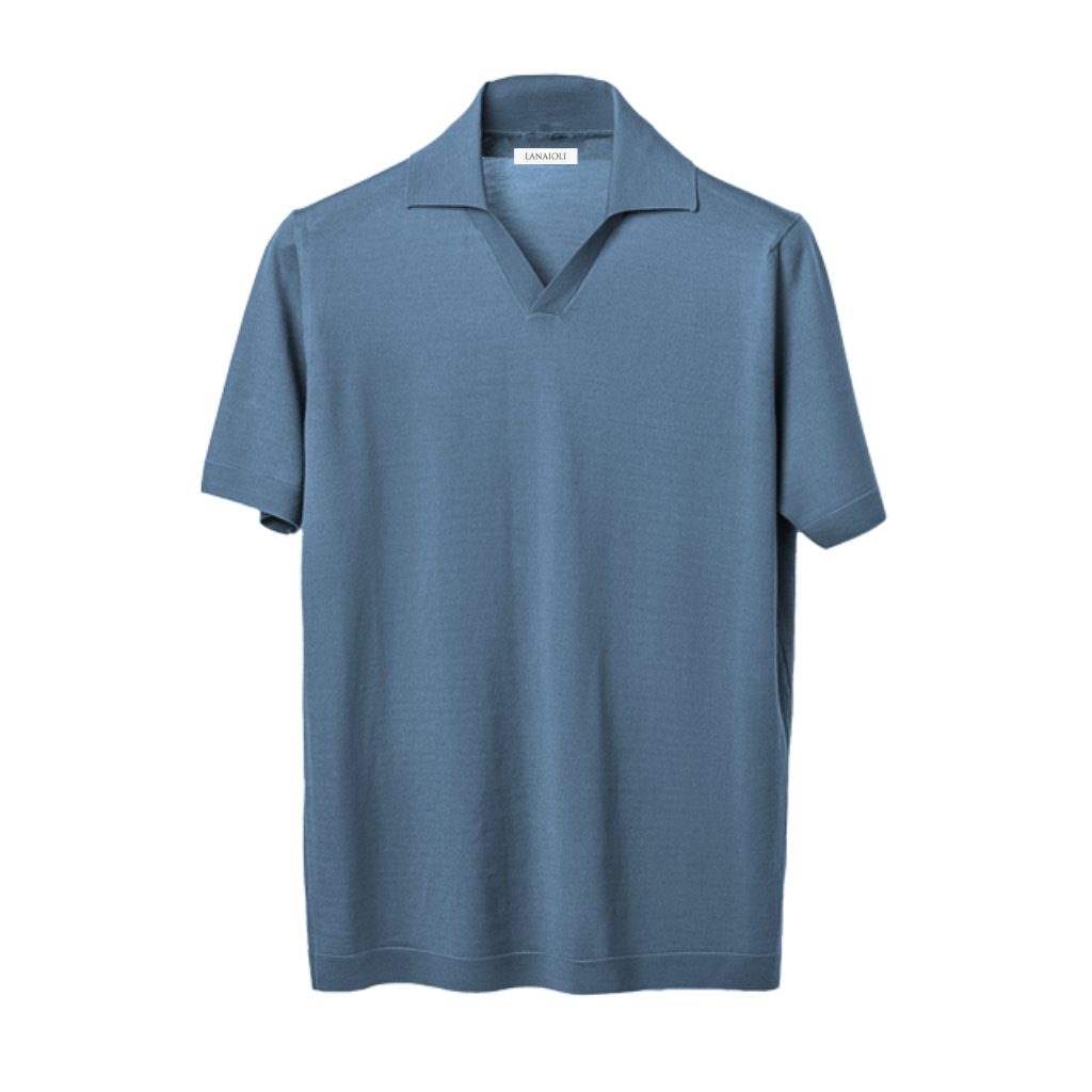 Men's Short Sleeved Polo Shirt Pure Extrafine Merino Wool-5