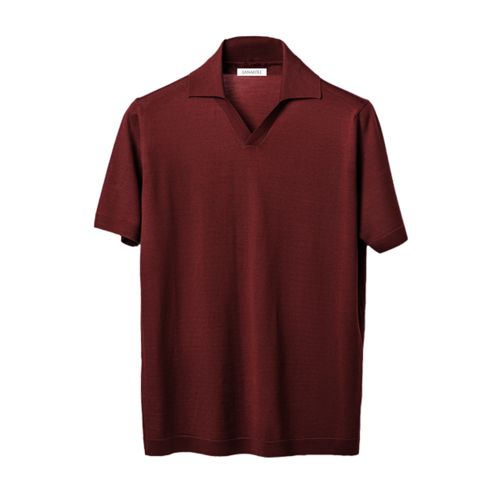 Men's Short Sleeved Polo Shirt Pure Extrafine Merino Wool-3