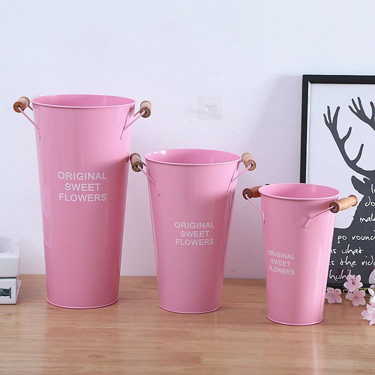 Bucket Iron Art Dried Flower Decoration Hugging Vase Iron Flower