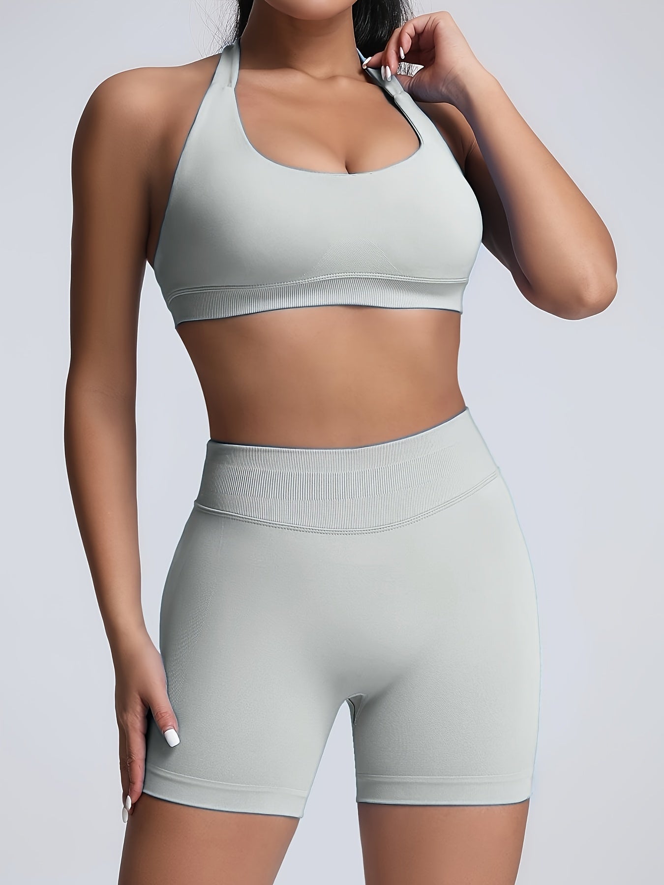 3-Pack Women's Yoga Outfit Sports Bra High-Waist Shorts Quick-Dry Workout Combo