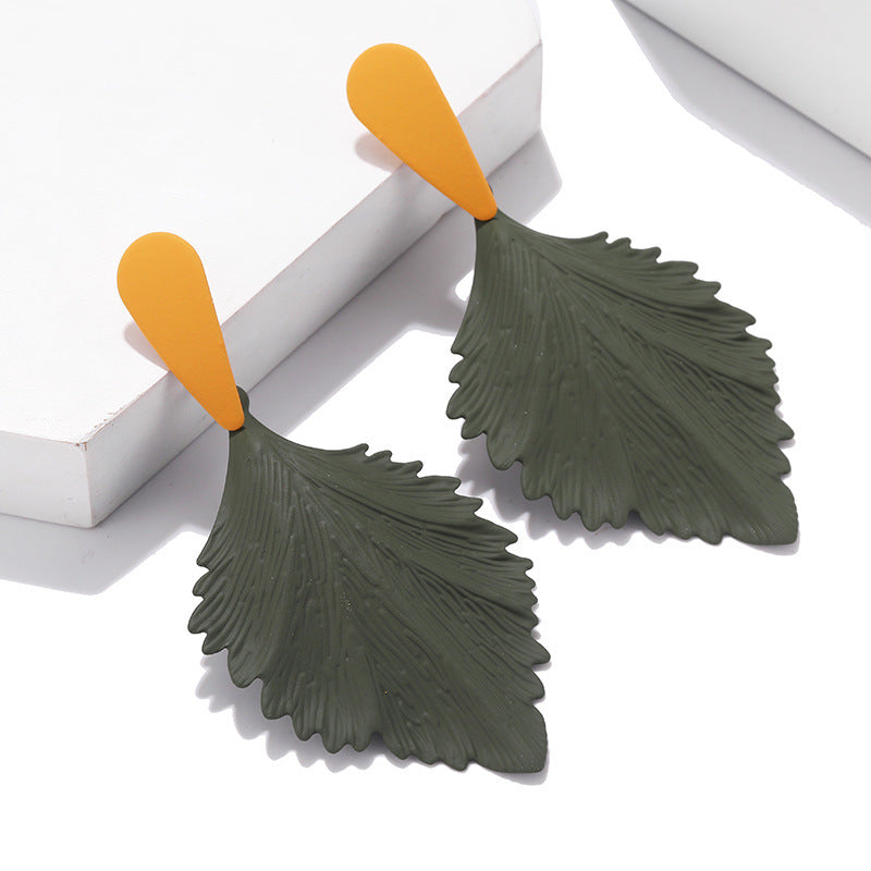 European And American Personality Exaggerated Color Alloy Paint Earrings