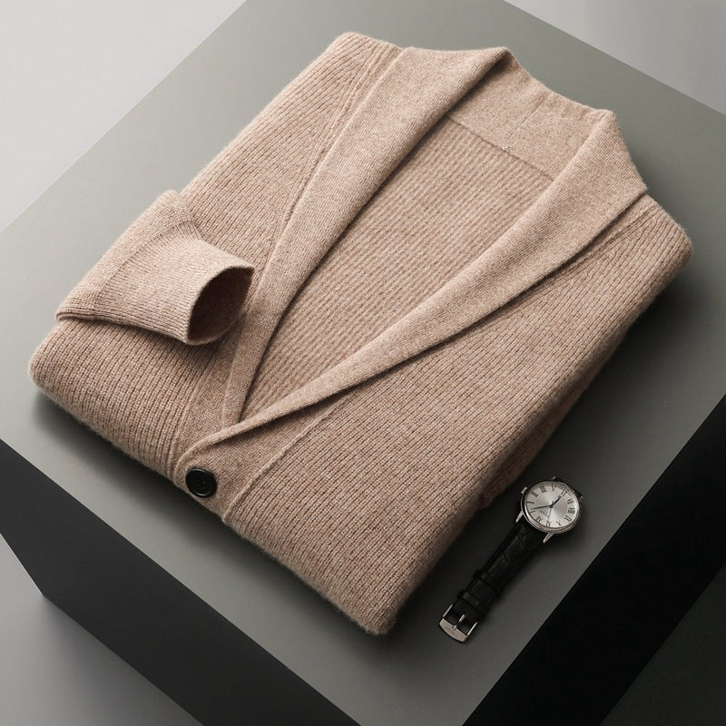Pure Wool Men's Business Casual Middle-aged Loose Button Coat