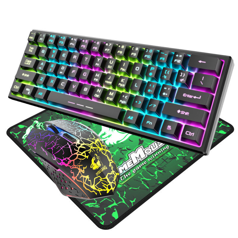 Free Wolf T61 Charging Wireless Keyboard And Mouse Set 61 Key Luminous Wireless Gaming Keyboard And Mouse Set Percent 60