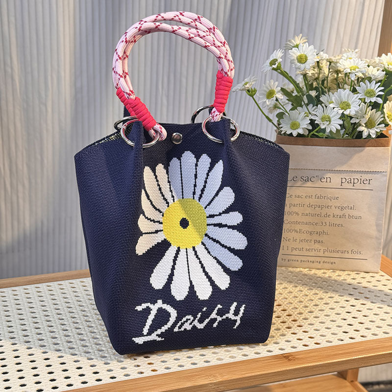 Knitted Buckle Bag Portable Large Capacity