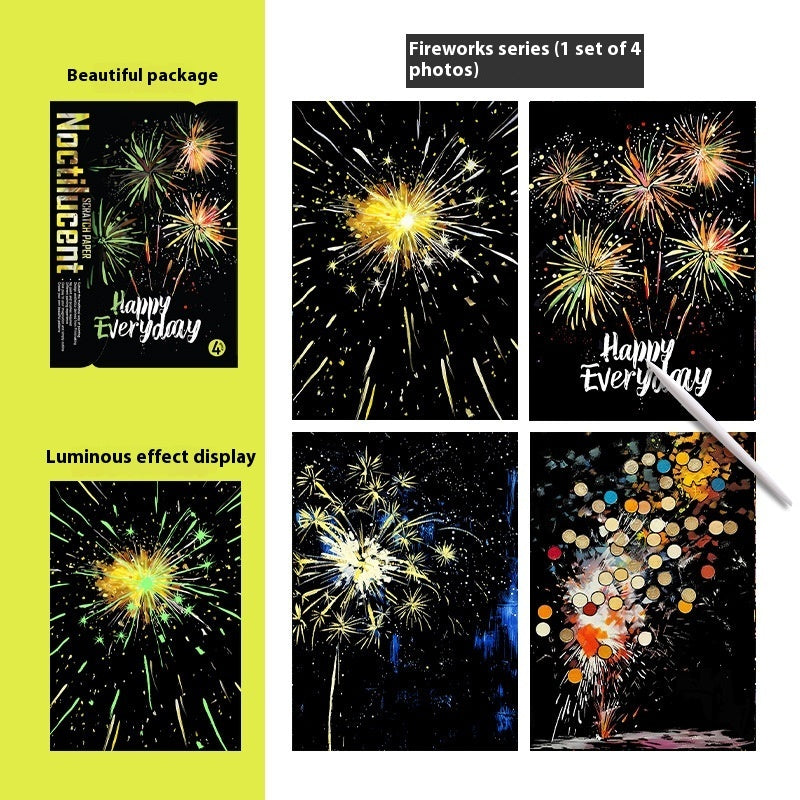 A4 Luminous Scraping Painting Colorful Scratch Paper Picture Book