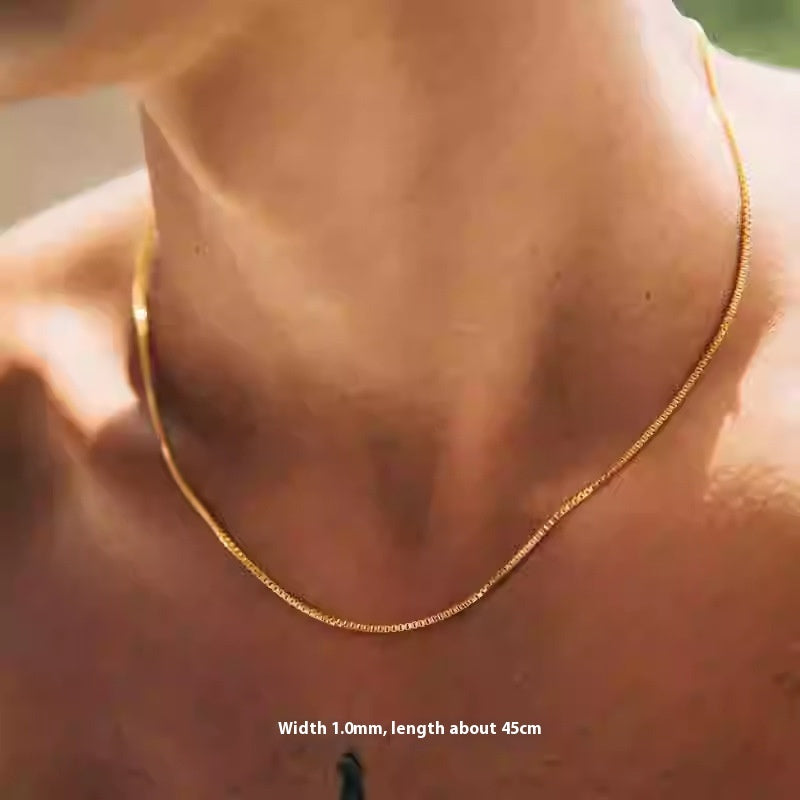 Box Chain Single Chain Short Chic High-end Luxury Men And Women Necklace