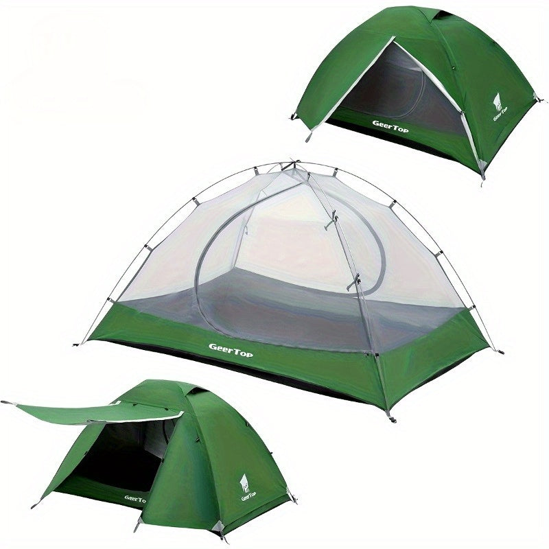 Green Ultralight Backpacking Tent 2 Person Waterproof Camping Tent 2 Person Double Layer Outdoor Simple Pitch Tent Suitable For Family Camping, Hiking Hunting Mountaineering Travel
