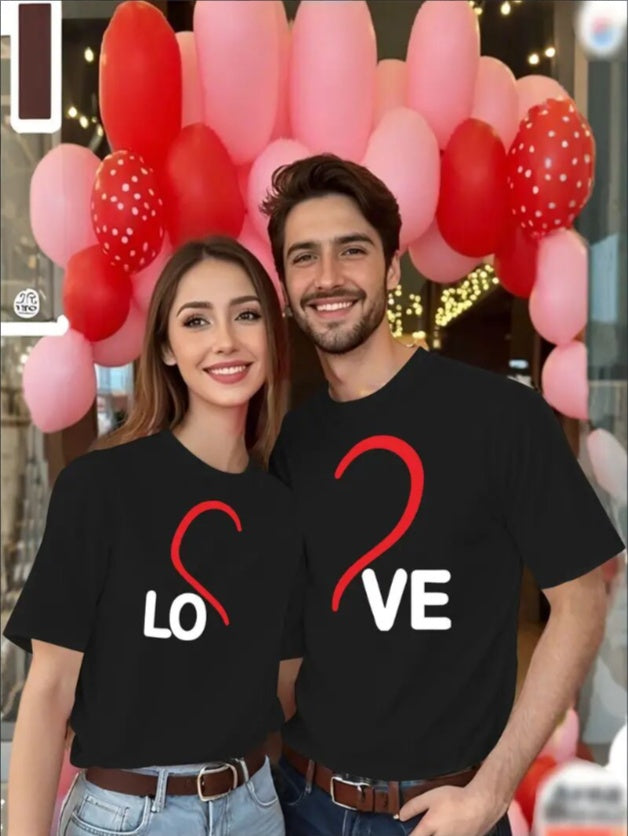 Love Valentine'S Day T-Shirt, Couple T-Shirt, Couple Christmas, Fashion Casual T-Shirt, Short-Sleeved T-Shirt