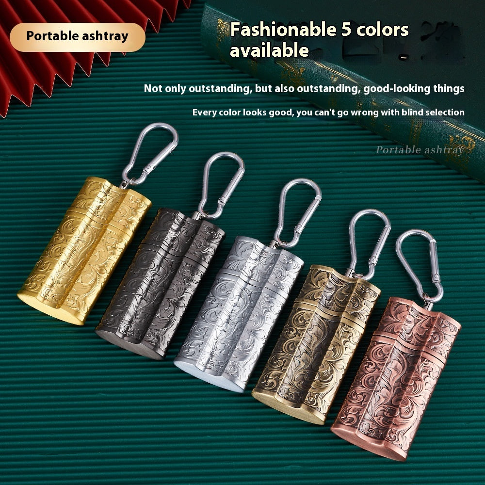 Keychain Portable Compact Mini Metal Ashtray