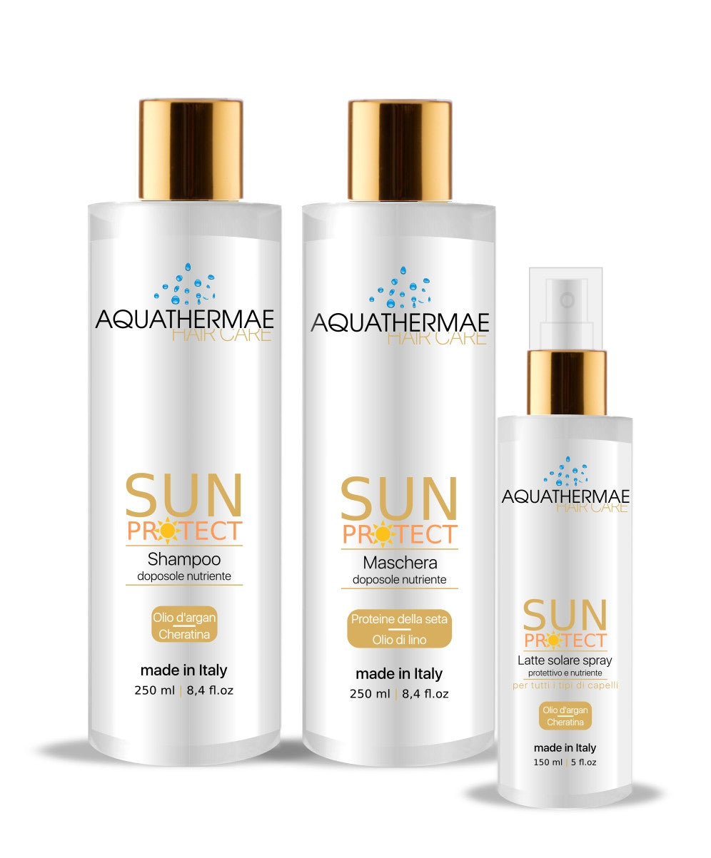 Kit solare protettivo e nutriente, capelli sani e protetti, argan e cheratina