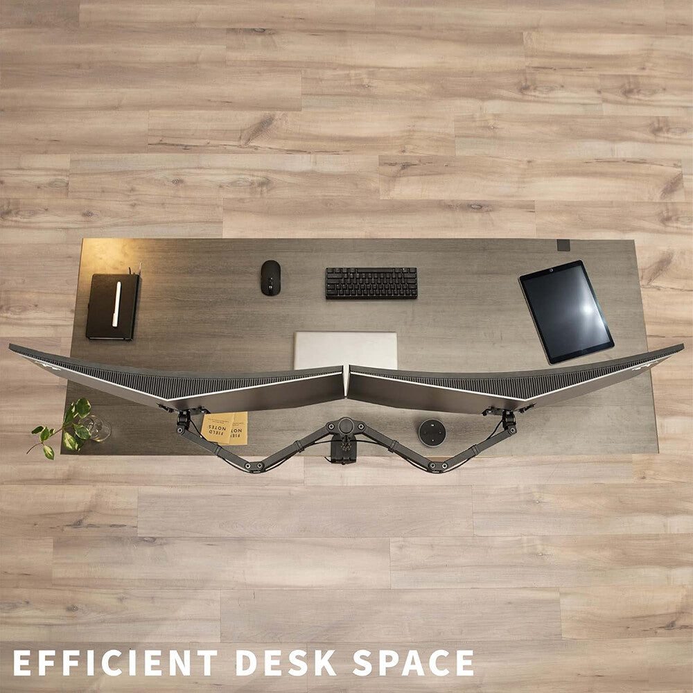 Double Dual Display Computer Screen Monitor Arm Mount Desk Stand LED CC