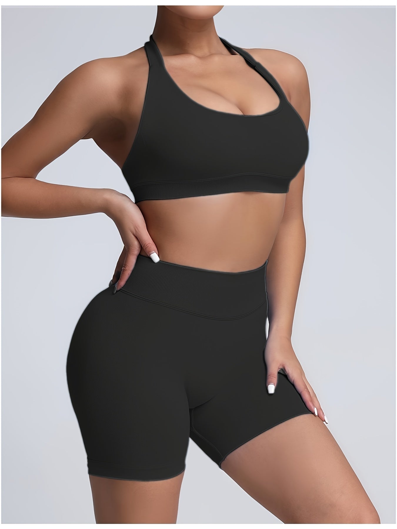 3-Pack Women's Yoga Outfit  Sports Bra High-Waist Shorts  Quick-Dry  Workout Combo