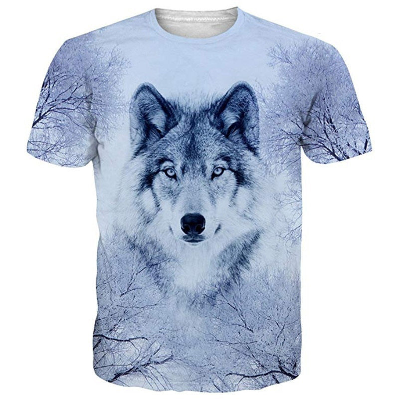 Men's Tibetan Wolf Digital Printed Short-sleeved T-shirt