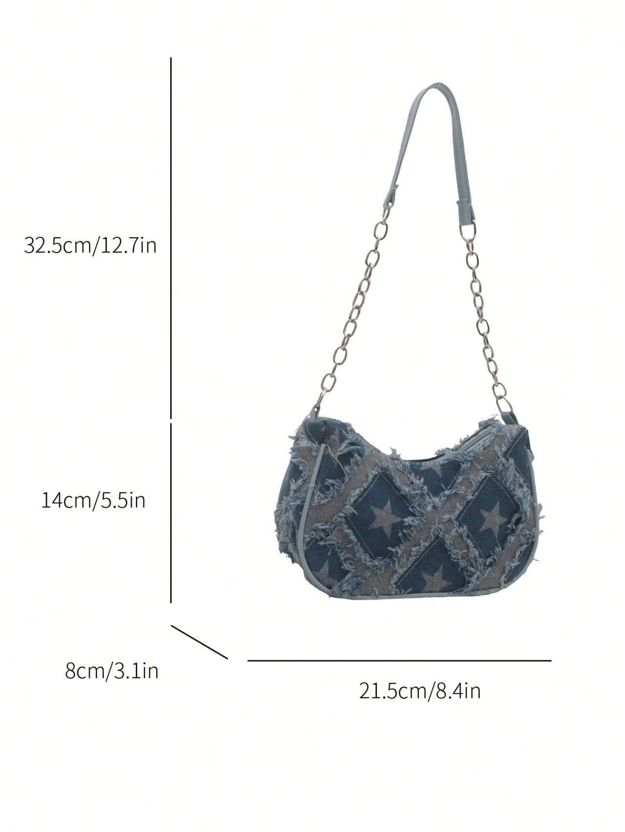 Fashionable And Stylish Design, Casual Personality, Gradient Star Denim Chain, Crossbody Shoulder Small Square Women's Bag